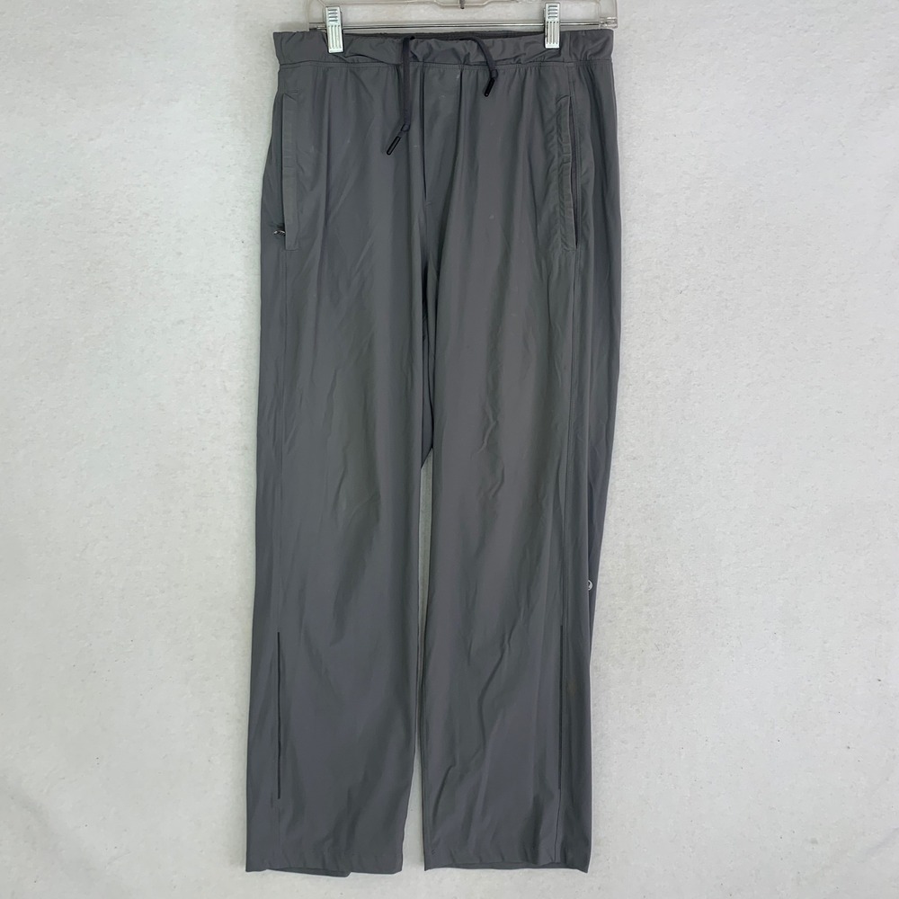 Lululemon Cut Back Pants Mens Medium Gray  Drawstring Zipper Sweatpants Pockets